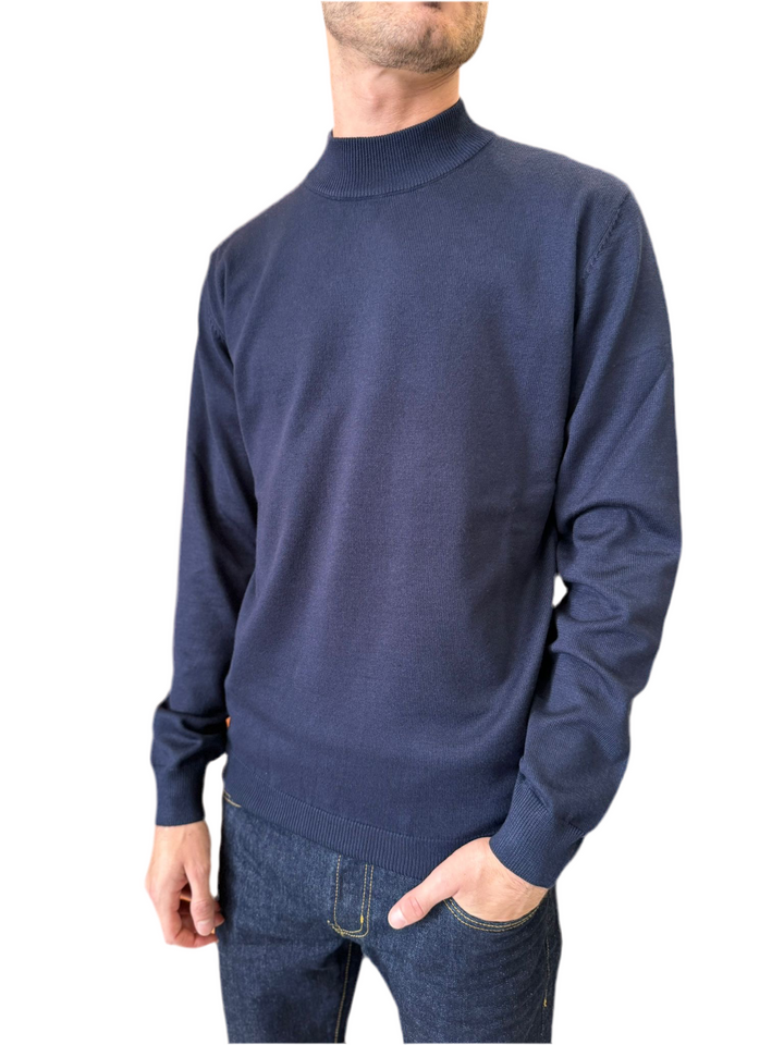 Maglione Mezzo Collo In Filo Blu