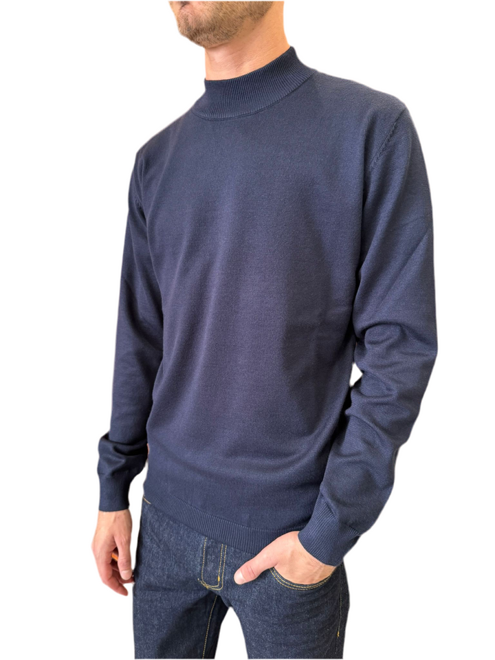 Maglione Mezzo Collo In Filo Blu