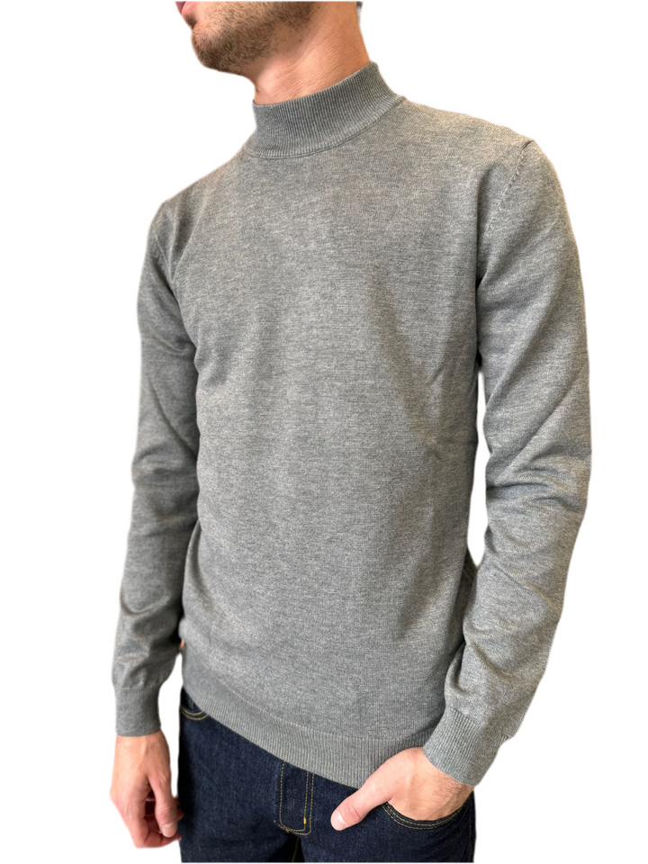 Maglione Mezzo Collo In Filo Grigio